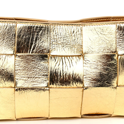 Bottega Veneta Metallic Lambskin Maxi Intrecciato Cassette Pouch On Strap Bag Gold 7 of 9