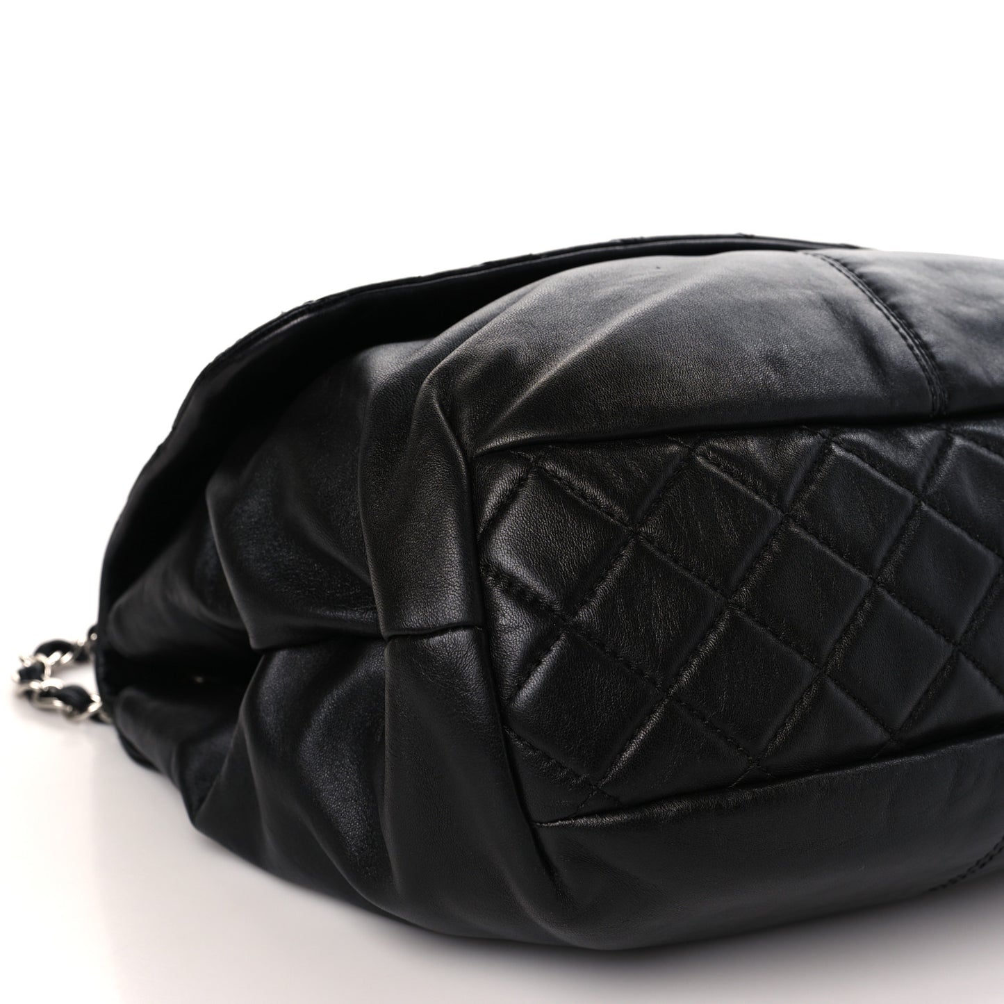 Calfskin Quilted Large Trianon Messenger Flap Black