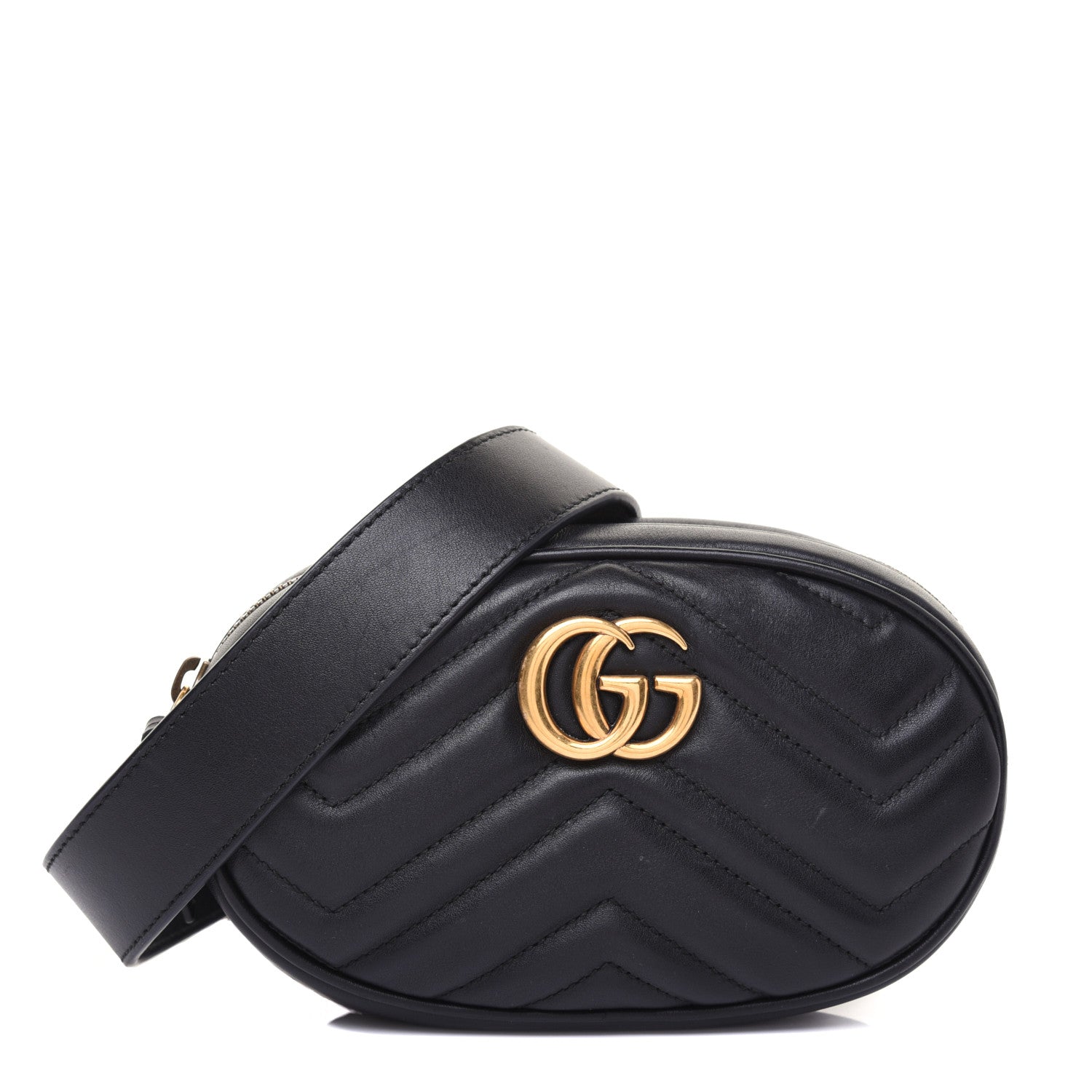 Gucci Calfskin Matelasse GG Marmont Belt Bag 105 42 Black 1 of 16