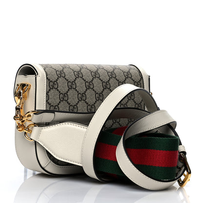 Gucci GG Supreme Monogram Web Mini Horsebit 1955 Shoulder Bag Beige Mystic White 3 of 11