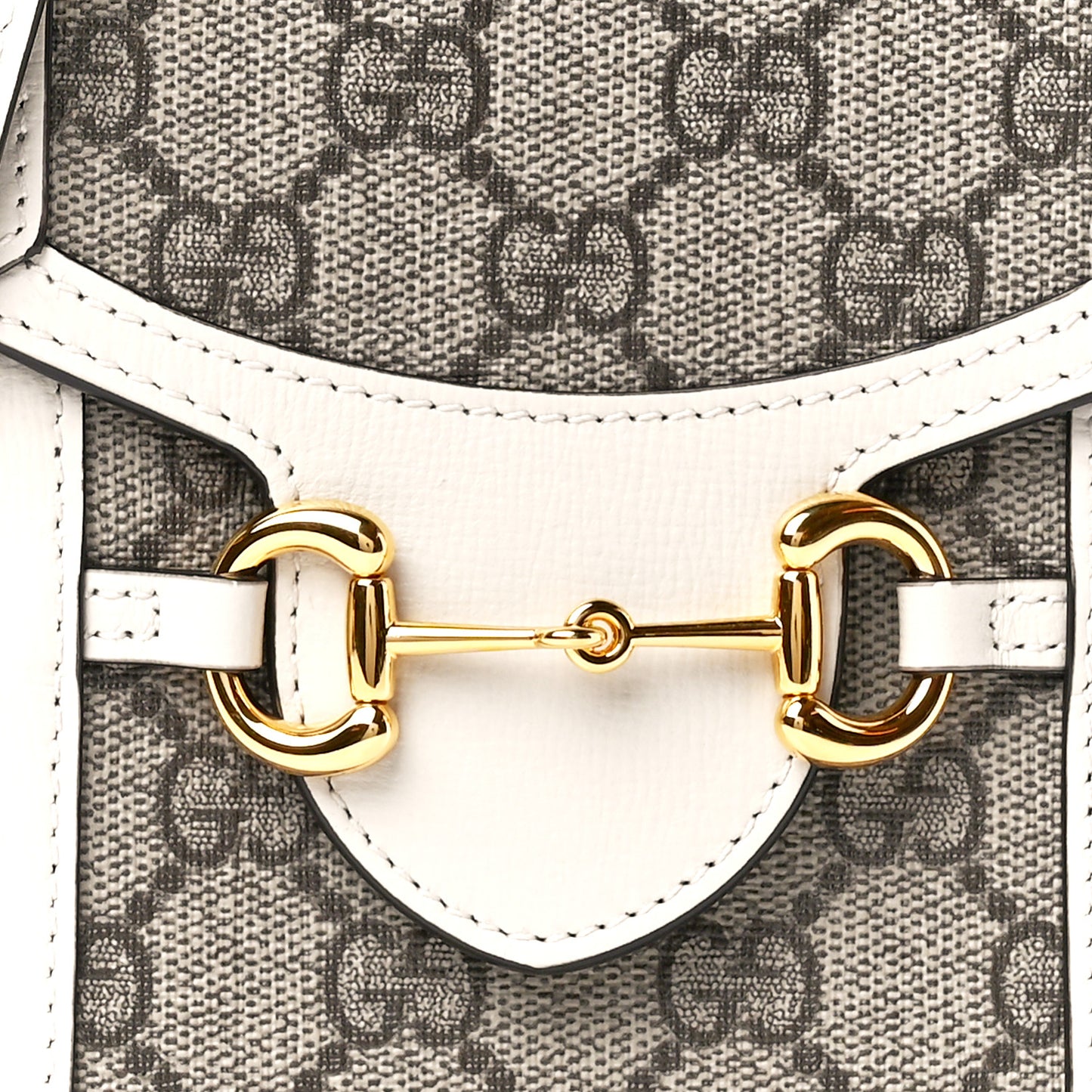 GG Supreme Monogram Azalea Calfskin Mini Horsebit 1955 Crossbody Bag Beige Ebony Mystic White