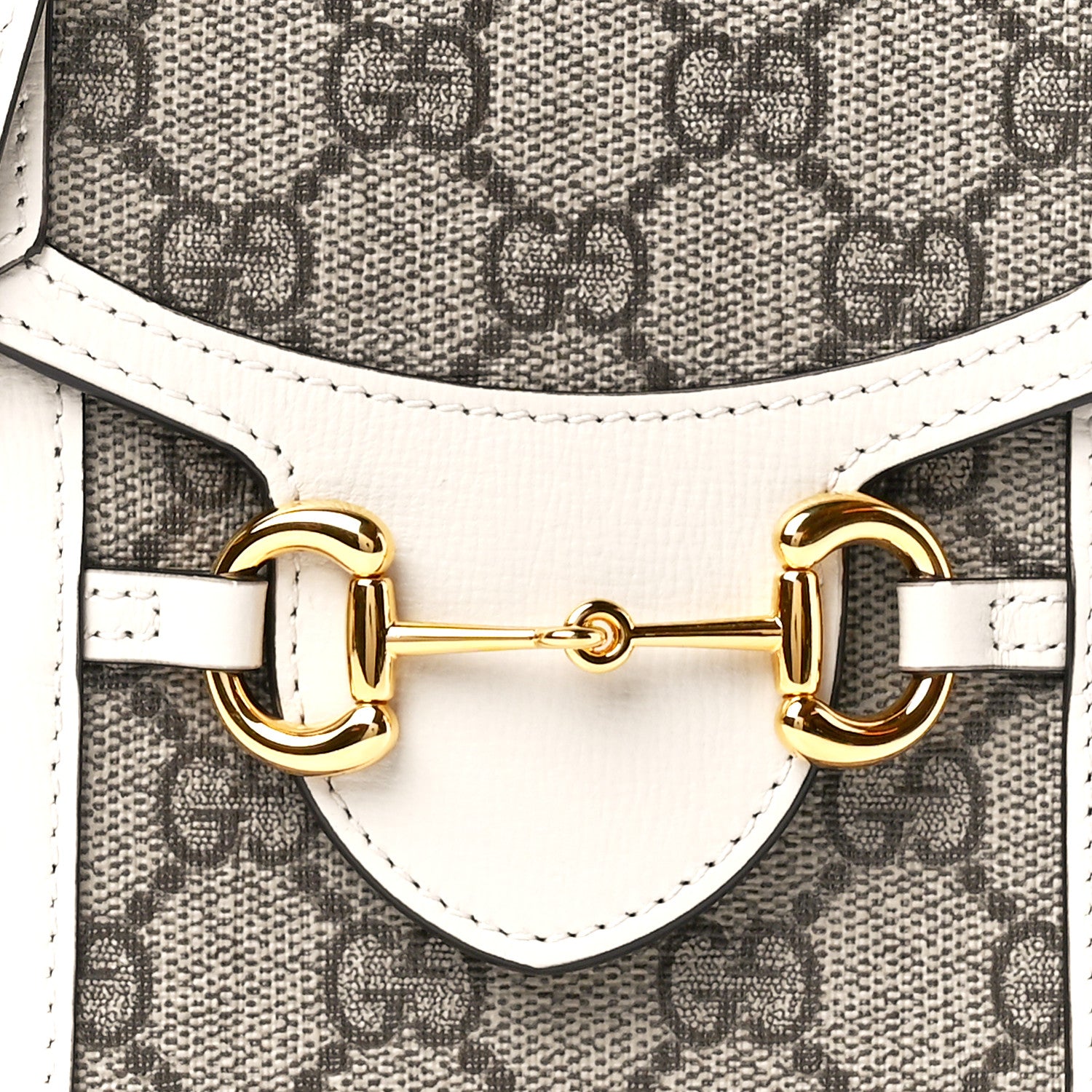 Gucci GG Supreme Monogram Azalea Calfskin Mini Horsebit 1955 Crossbody Bag Beige Ebony Mystic White 8 of 11