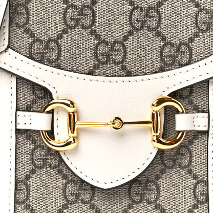 Gucci GG Supreme Monogram Azalea Calfskin Mini Horsebit 1955 Crossbody Bag Beige Ebony Mystic White 8 of 11