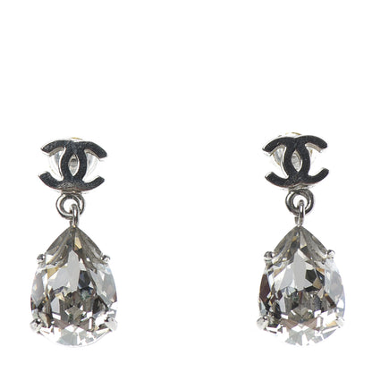 Chanel Crystal CC Drop Earrings Silver 1 of 4