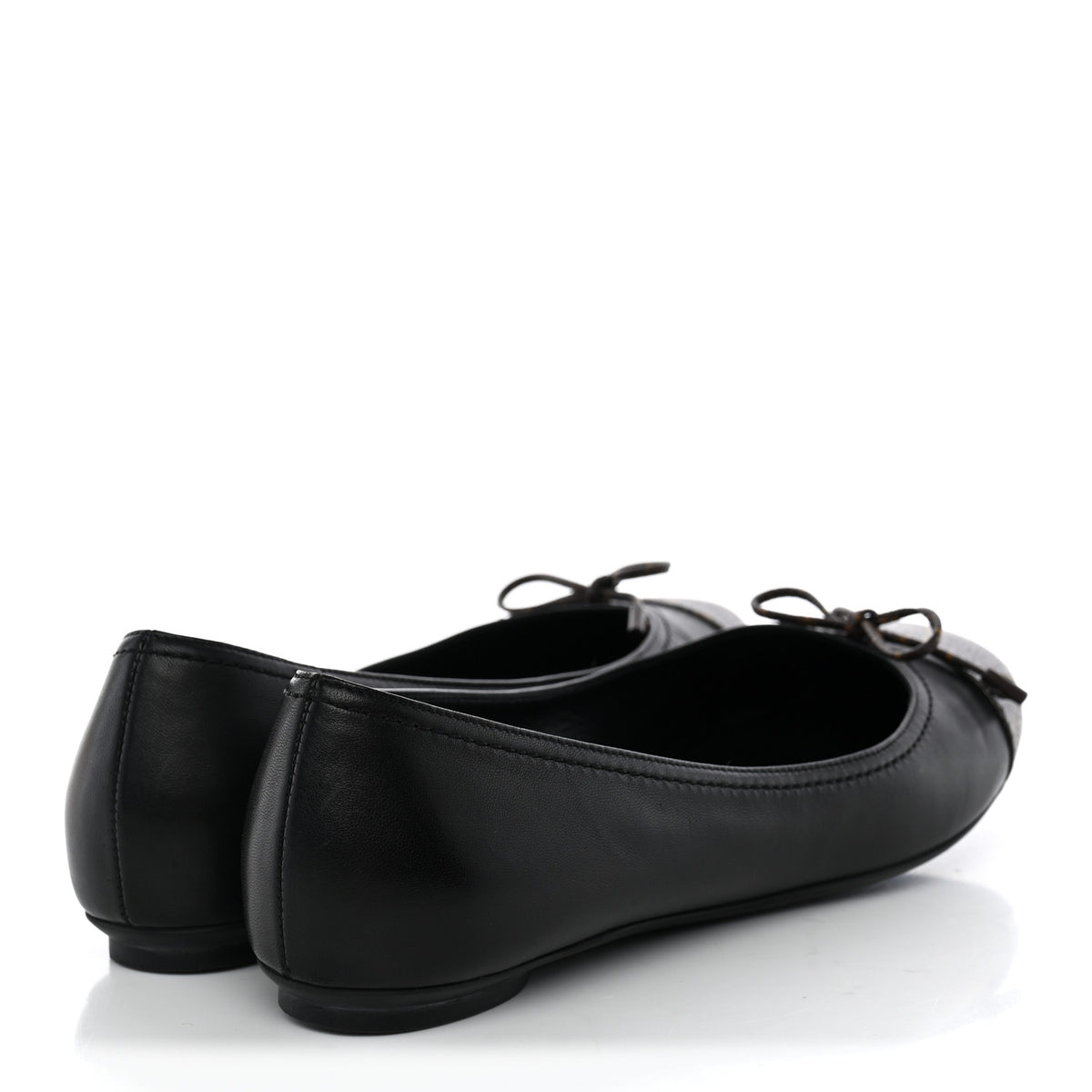 Louis Vuitton Calfskin Monogram Bow Ballerina Flats 38 Black 4 of 10
