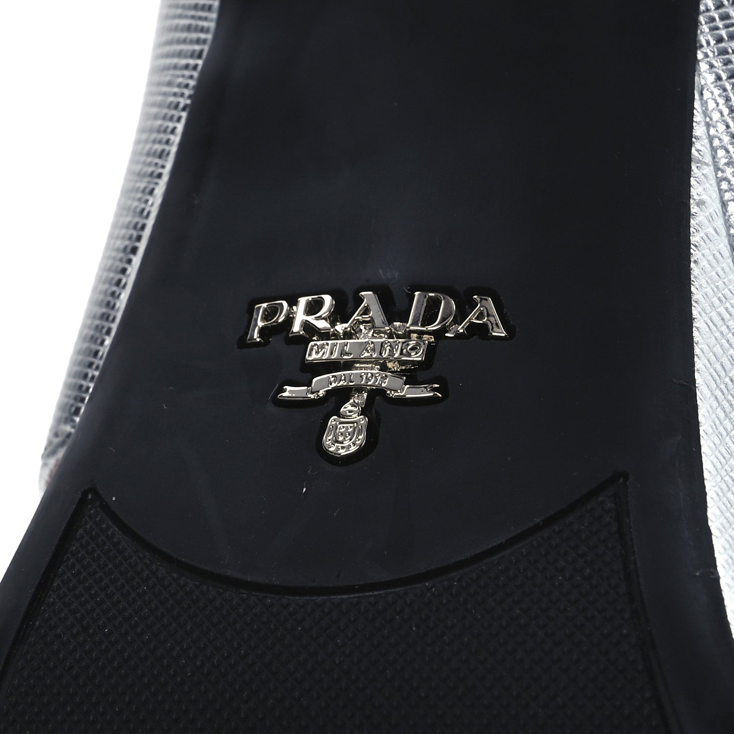 Prada Metallic Saffiano Crisscross Platform Sandals 41 Silver 8 of 16