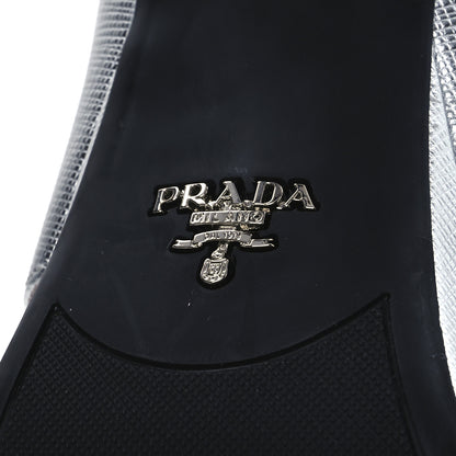 Prada Metallic Saffiano Crisscross Platform Sandals 41 Silver 8 of 16