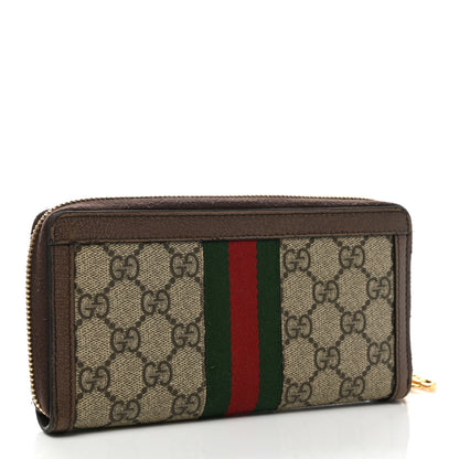 Gucci GG Supreme Monogram Web Ophidia Zip Around Wallet Brown 3 of 7
