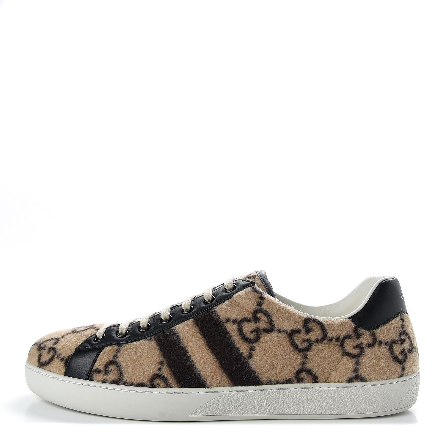 Gucci Covered Wool Big GG Monogram Mens Sneakers 11 Beige Black 1 of 10