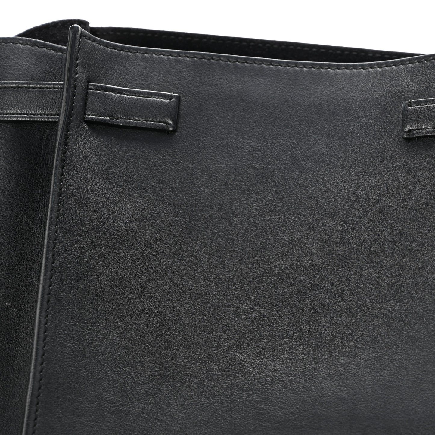 Supple Grained Calfskin Long Strap Big Bag Bucket Black