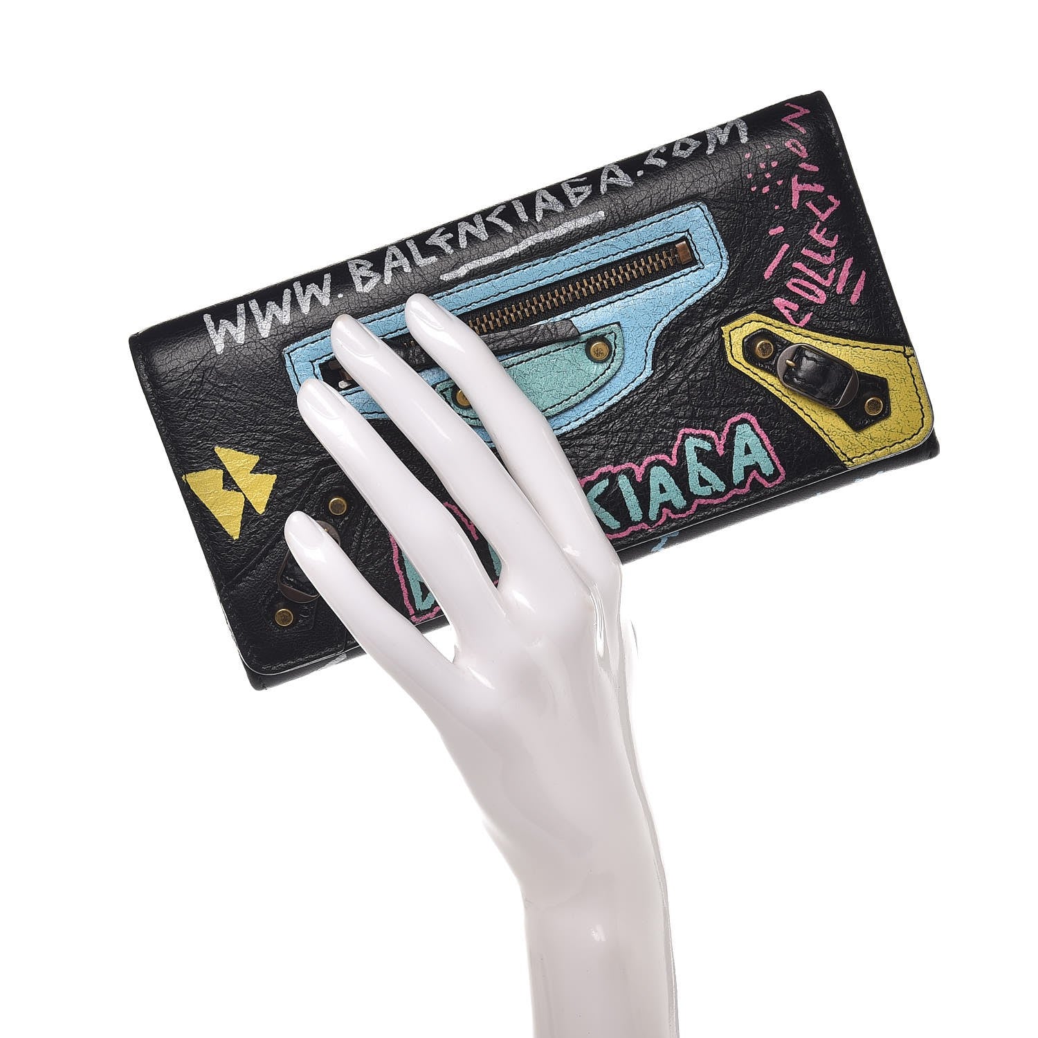 Balenciaga Agneau Classic Hardware Graffiti Money Wallet Black Multicolor 2 of 8