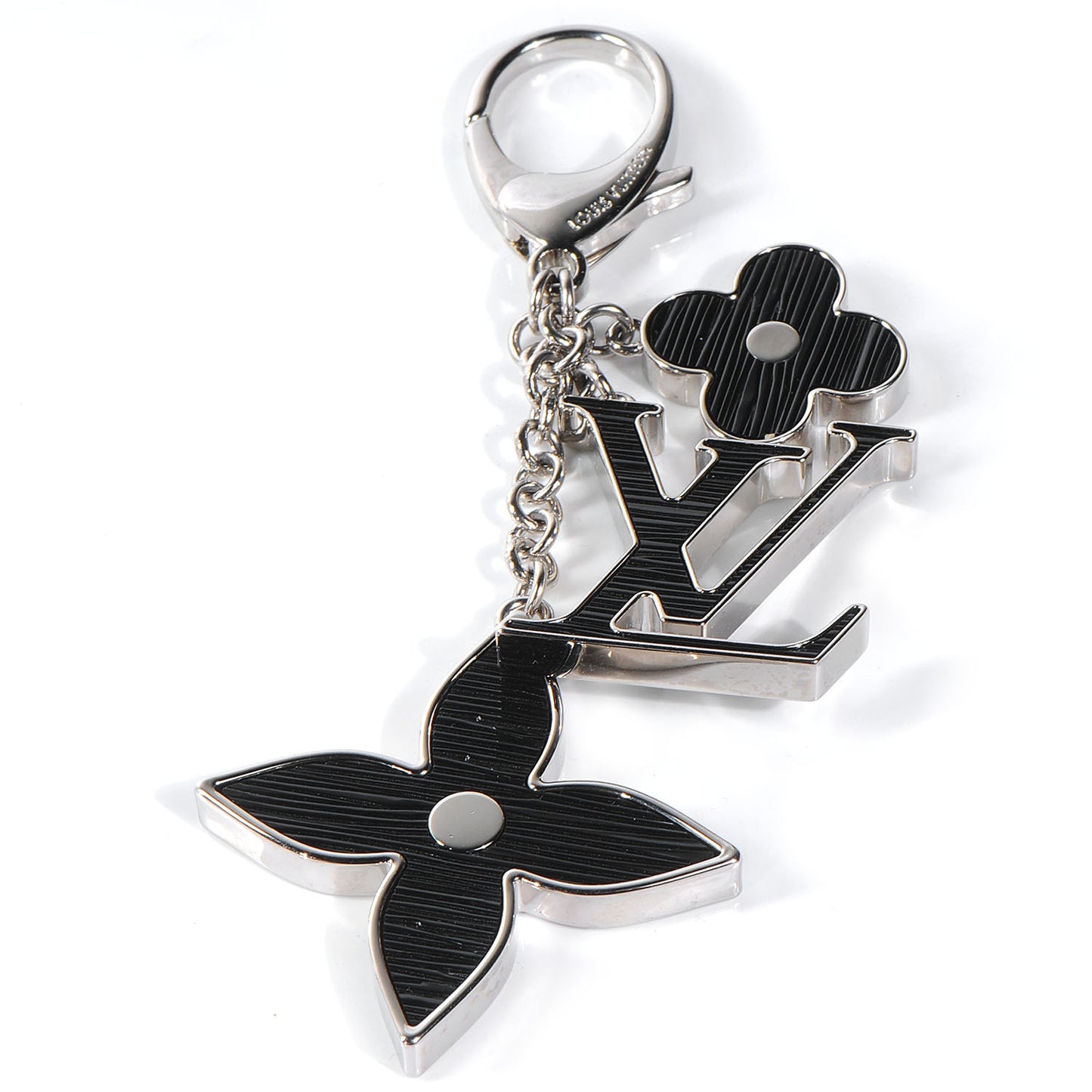 Fleur d Epi Bag Charm Key Holder Black