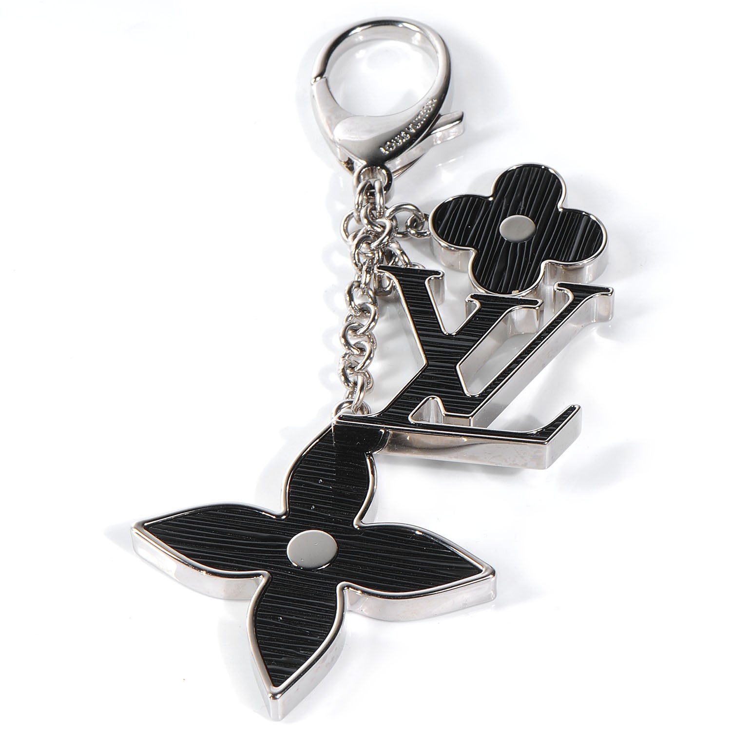 Louis Vuitton Fleur d Epi Bag Charm Key Holder Black 1 of 6