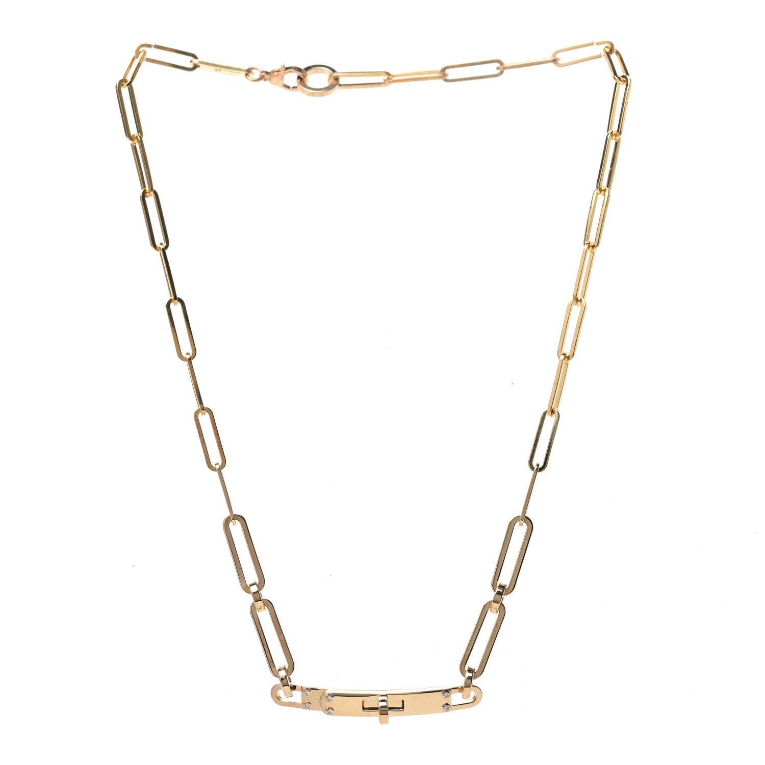 Hermes 18K Yellow Gold Diamond Kelly Chaine Choker Necklace 3 of 5