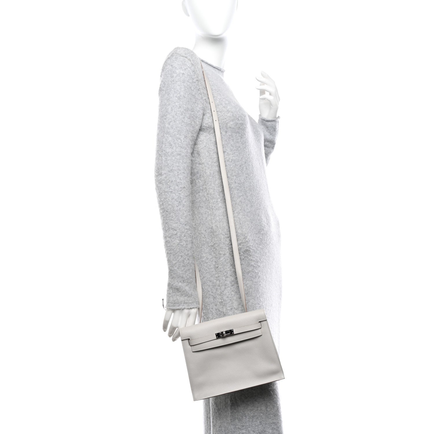 Hermes Evercolor Kelly Danse II Belt Bag Gris Perle 2 of 11