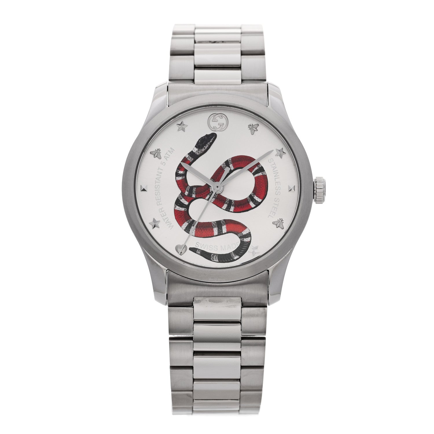 Gucci Stainless Steel 38mm G-Timeless Snake Quartz Watch 1 of 5
