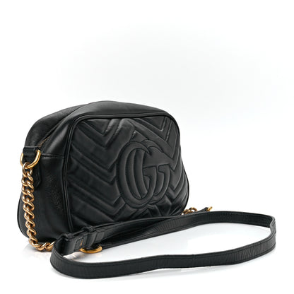 Gucci Calfskin Matelasse Small GG Marmont Chain Shoulder Bag Black 3 of 11