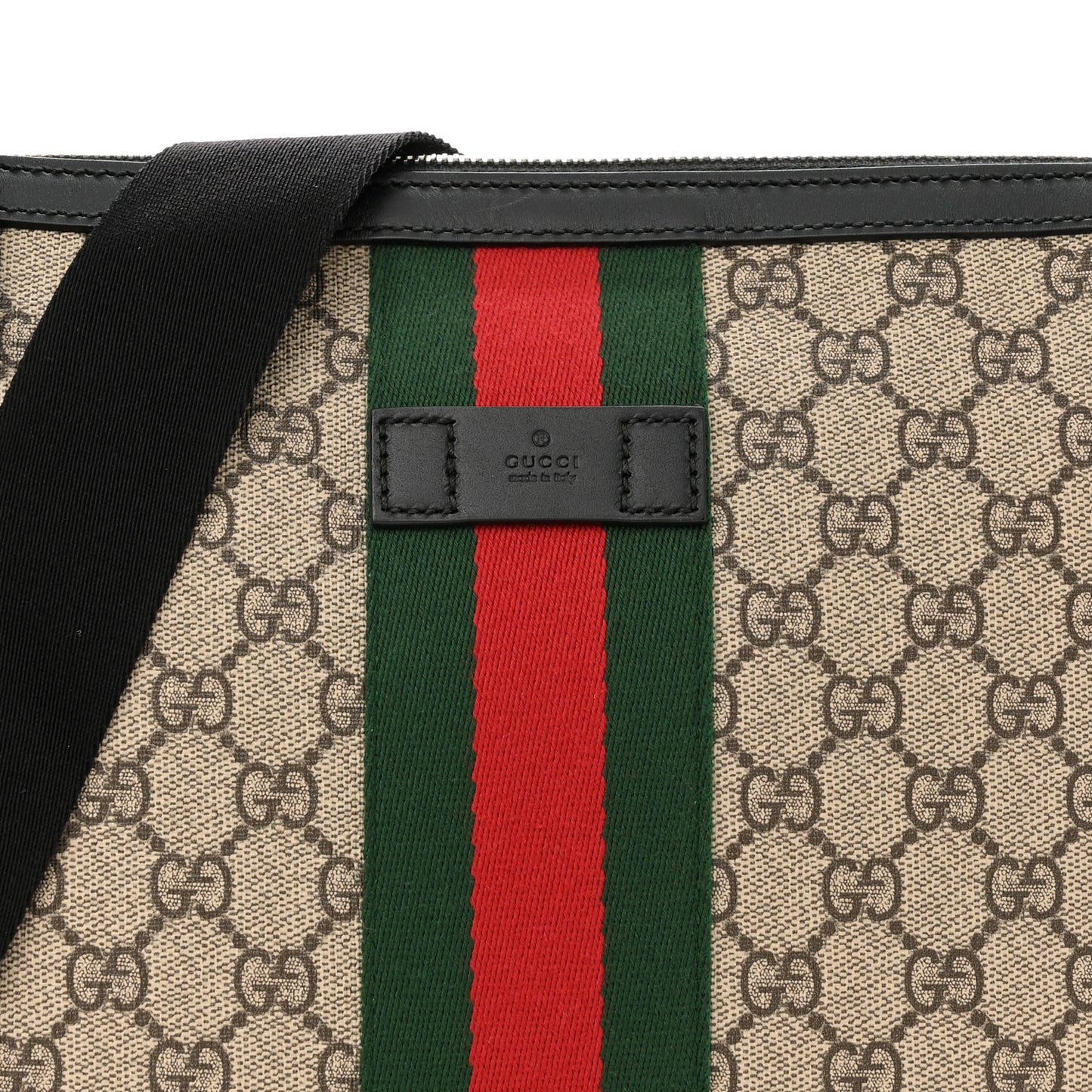 GG Supreme Monogram Web Messenger Bag Black