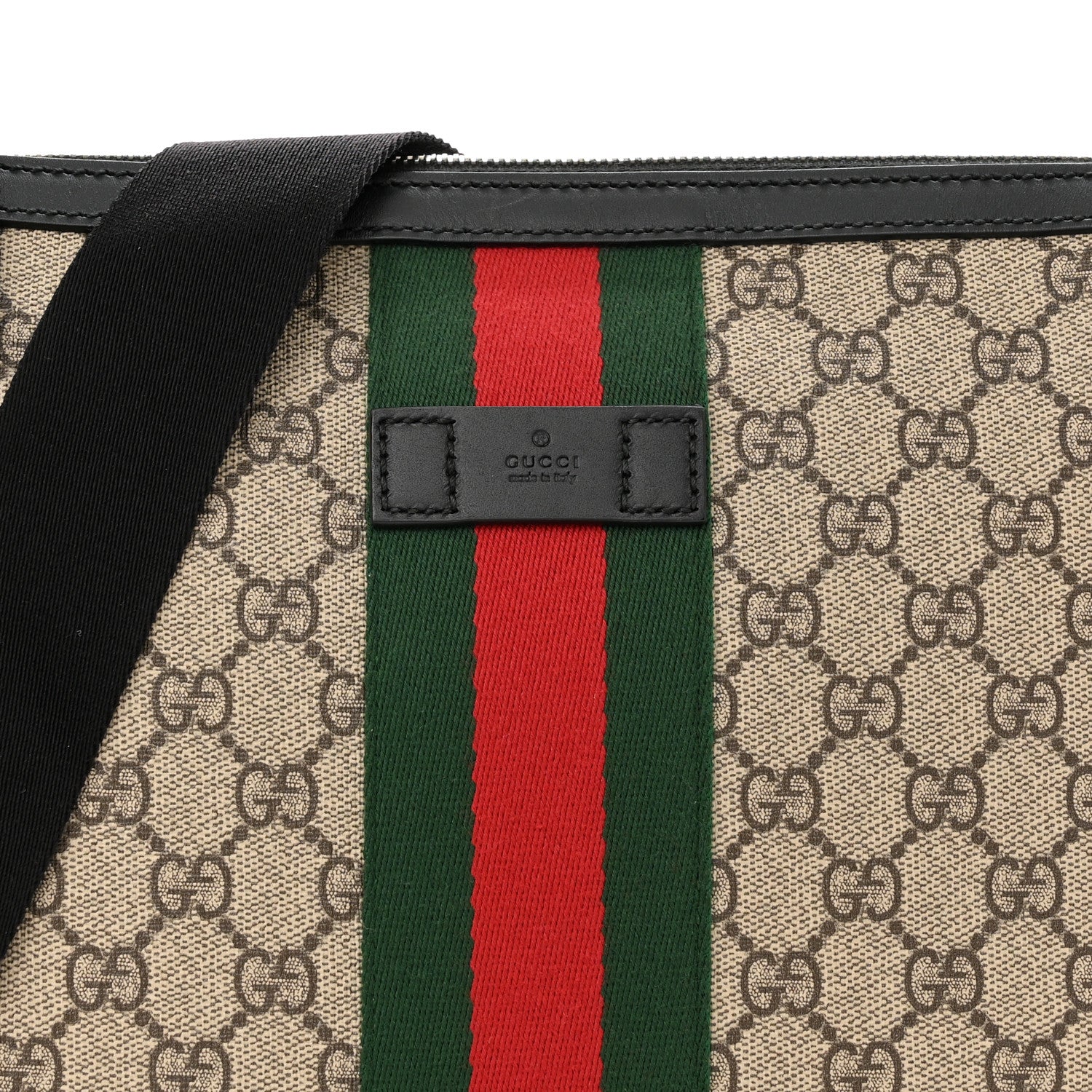 Gucci GG Supreme Monogram Web Messenger Bag Black 7 of 9