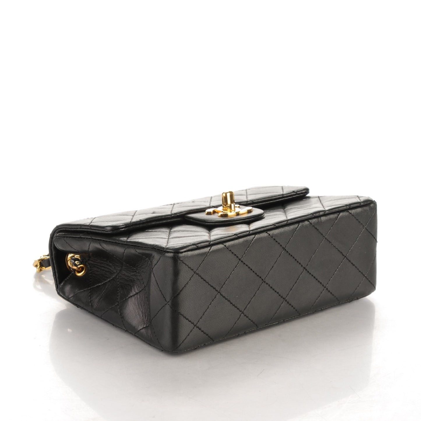 Lambskin Quilted Mini Square Flap Black