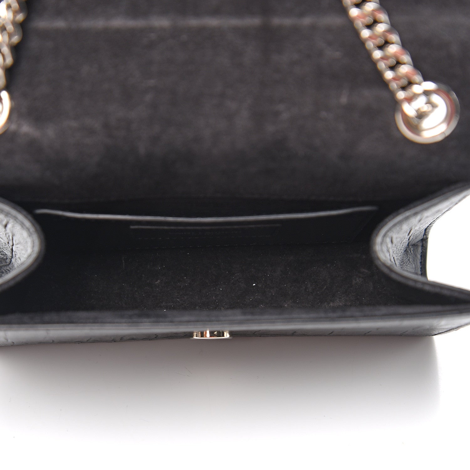 Saint Laurent Calfskin Crocodile Embossed Small Classic Monogram Kate Tassel Satchel Black 4 of 10