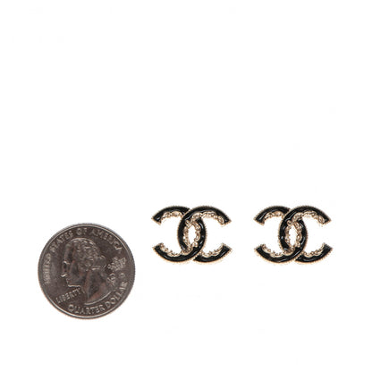 Chanel Enamel CC Baroque Earrings Black Gold 2 of 5