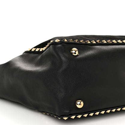 Valentino Garavani Suede Calfskin Medium Rockstud Tote Black 8 of 11