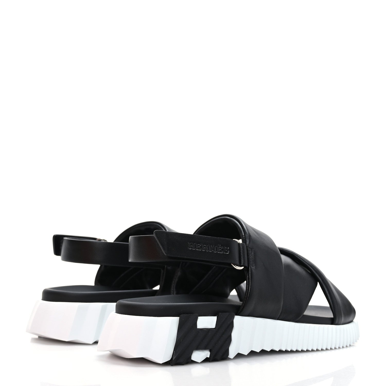Hermes Calfskin Goatskin Electric Sandals 39 Black White 4 of 8