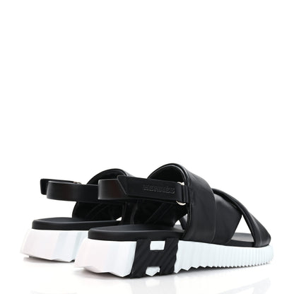 Hermes Calfskin Goatskin Electric Sandals 39 Black White 4 of 8