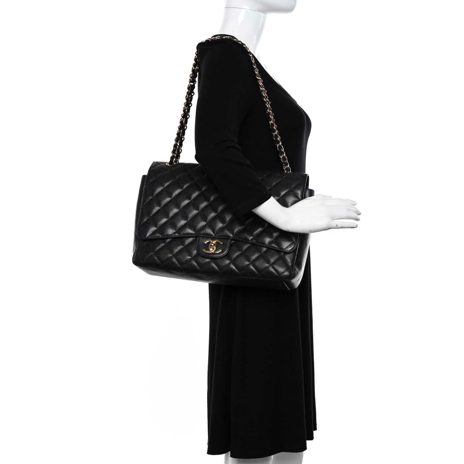 Chanel Caviar Quilted Maxi Double Flap Black 2 of 12