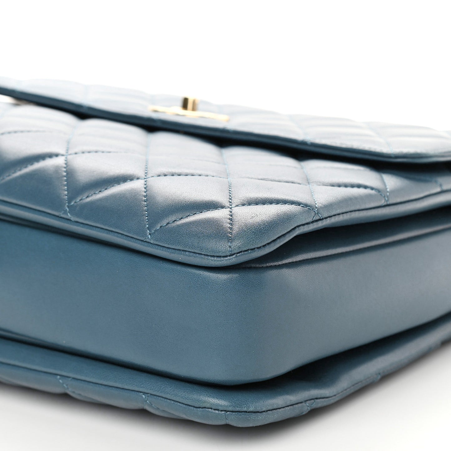 Lambskin Quilted Large Trendy CC Flap Dual Handle Bag Navy Blue