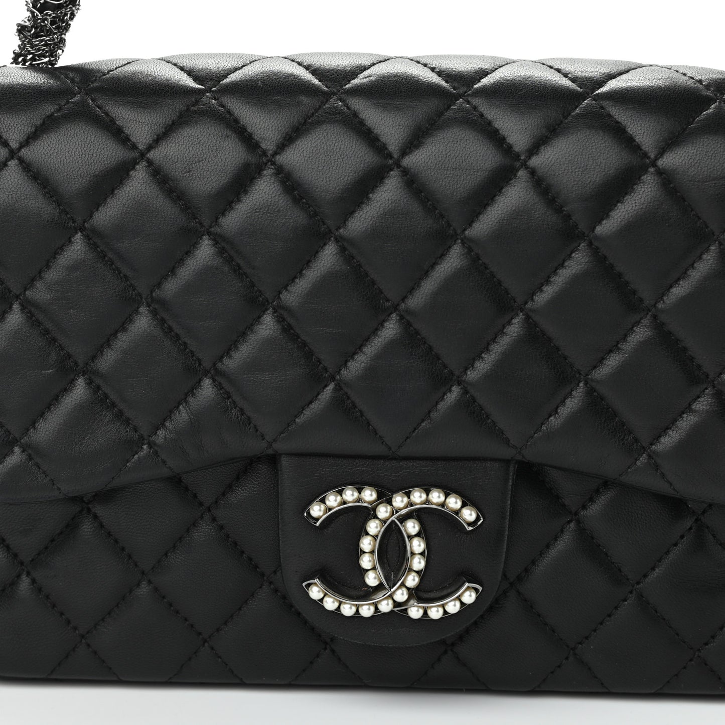 Lambskin Medium Westminster Pearl Flap Black
