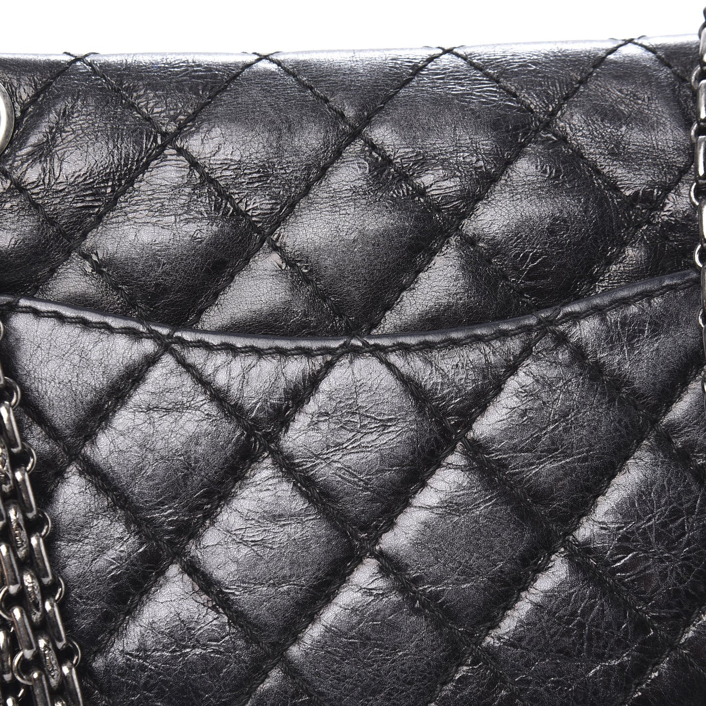 Iridescent Calfskin Quilted 2.55 Reissue 224 Flap Black