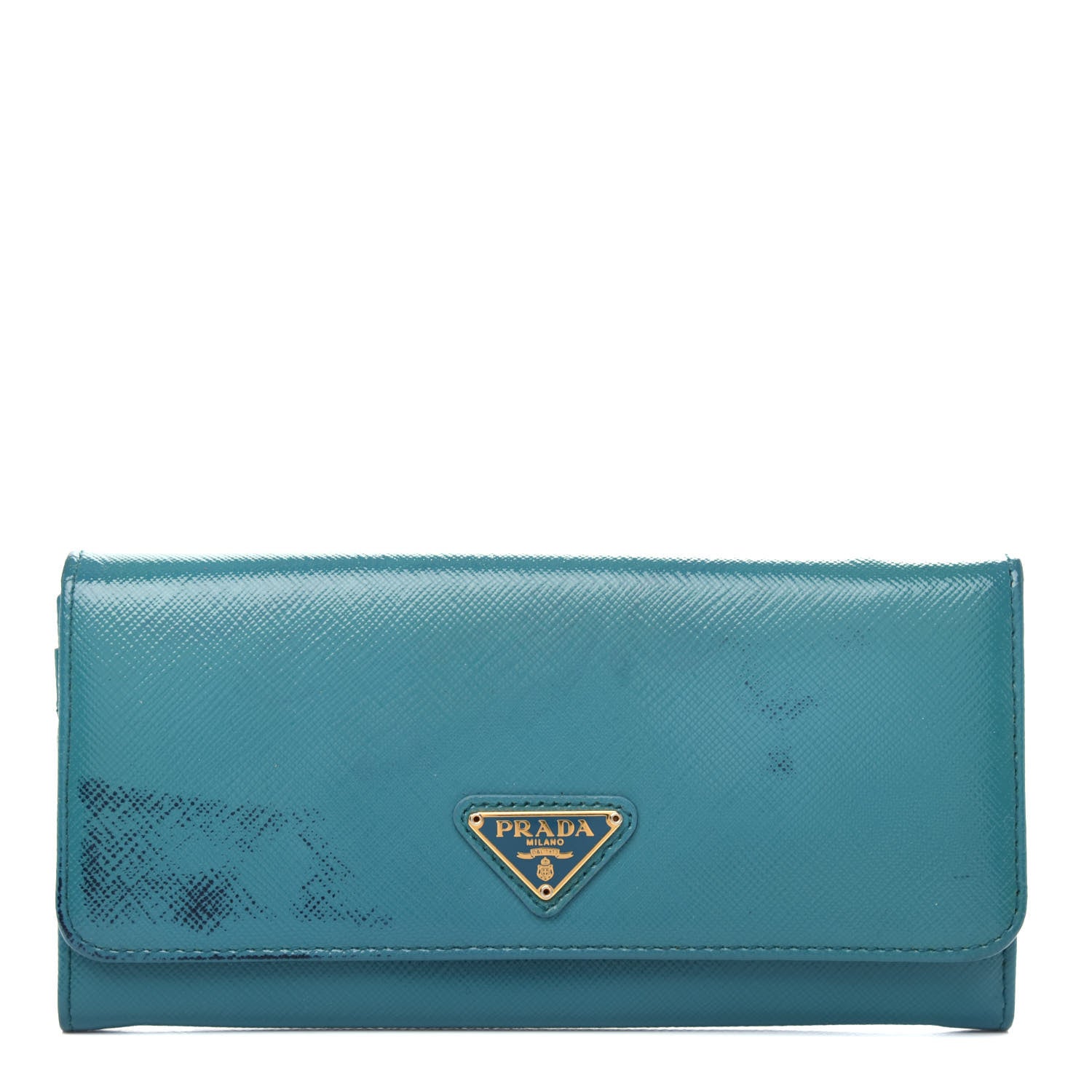 Prada Saffiano Metal Continental Flap Wallet Turchese 1 of 7