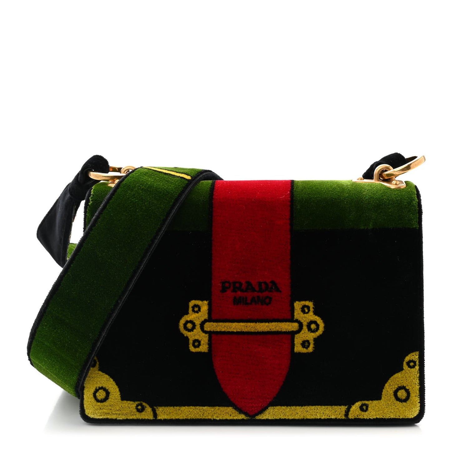 Velluto Ricamo Cahier Shoulder Bag Black