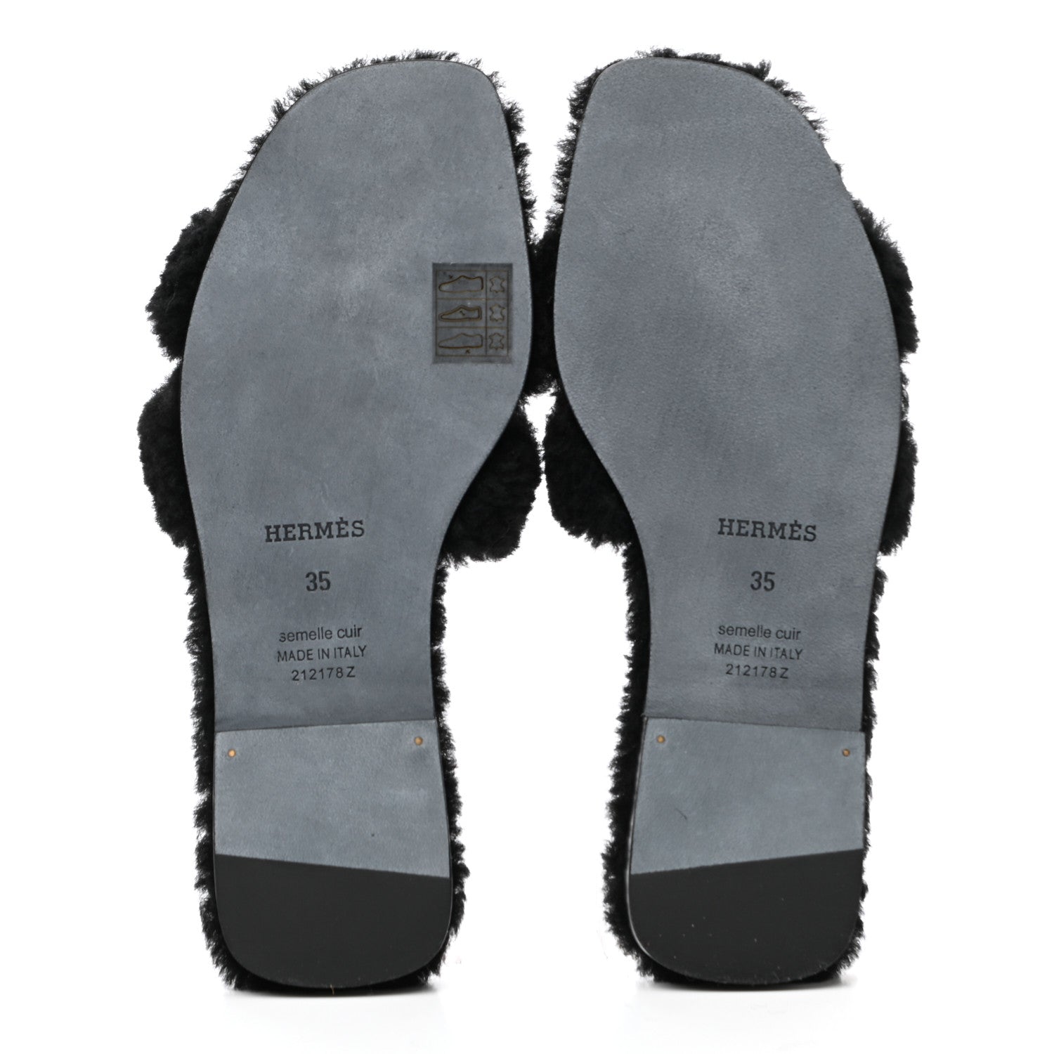 Hermes Woolskin Oran Sandals 35 Black 5 of 7