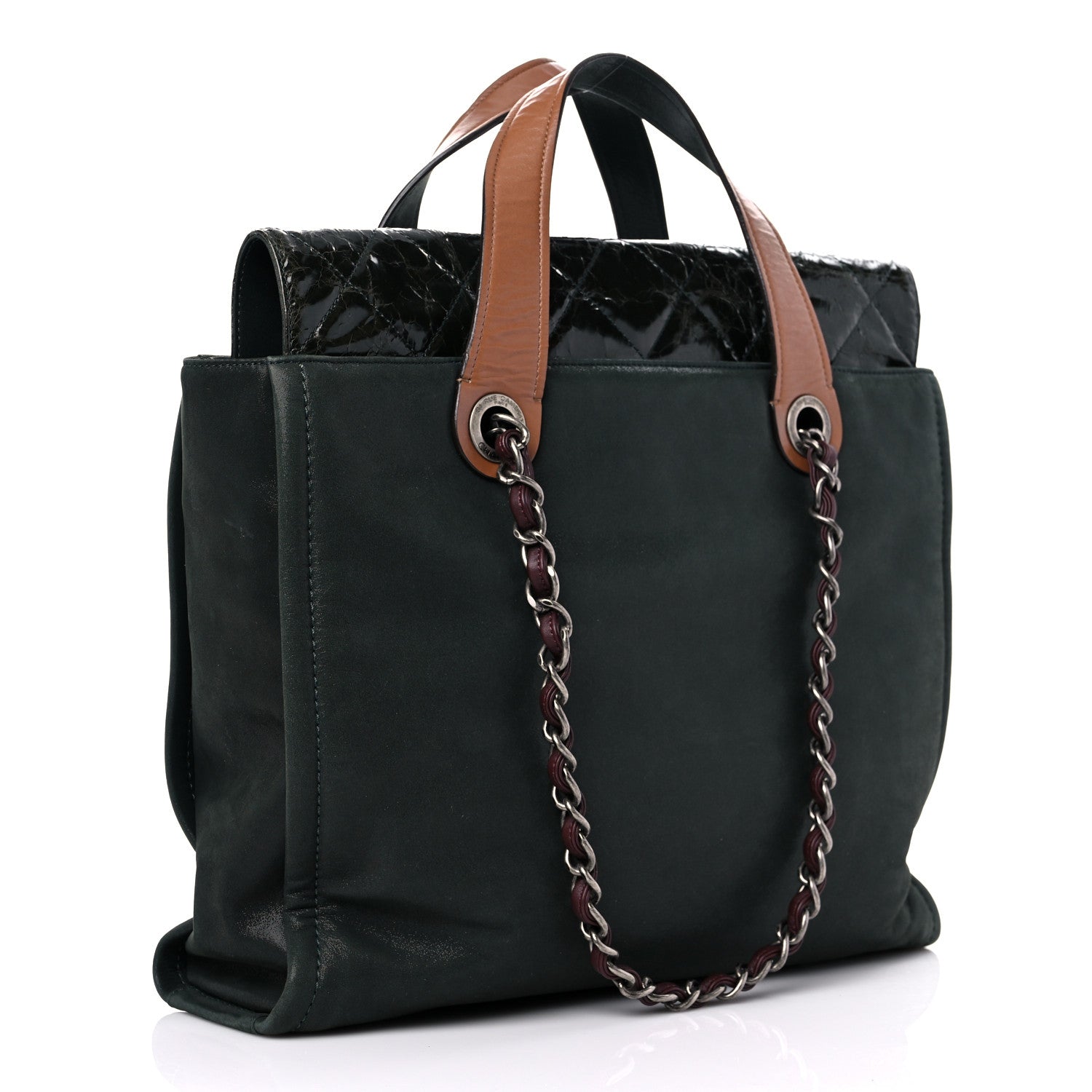 Chanel Iridescent Glazed Calfskin In The Mix Tote Dark Green 2 of 19