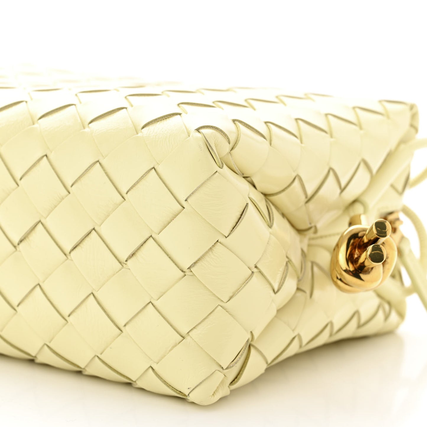 Calfskin Intrecciato Metallic Knot Small Loop Crossbody Bag Ice Cream