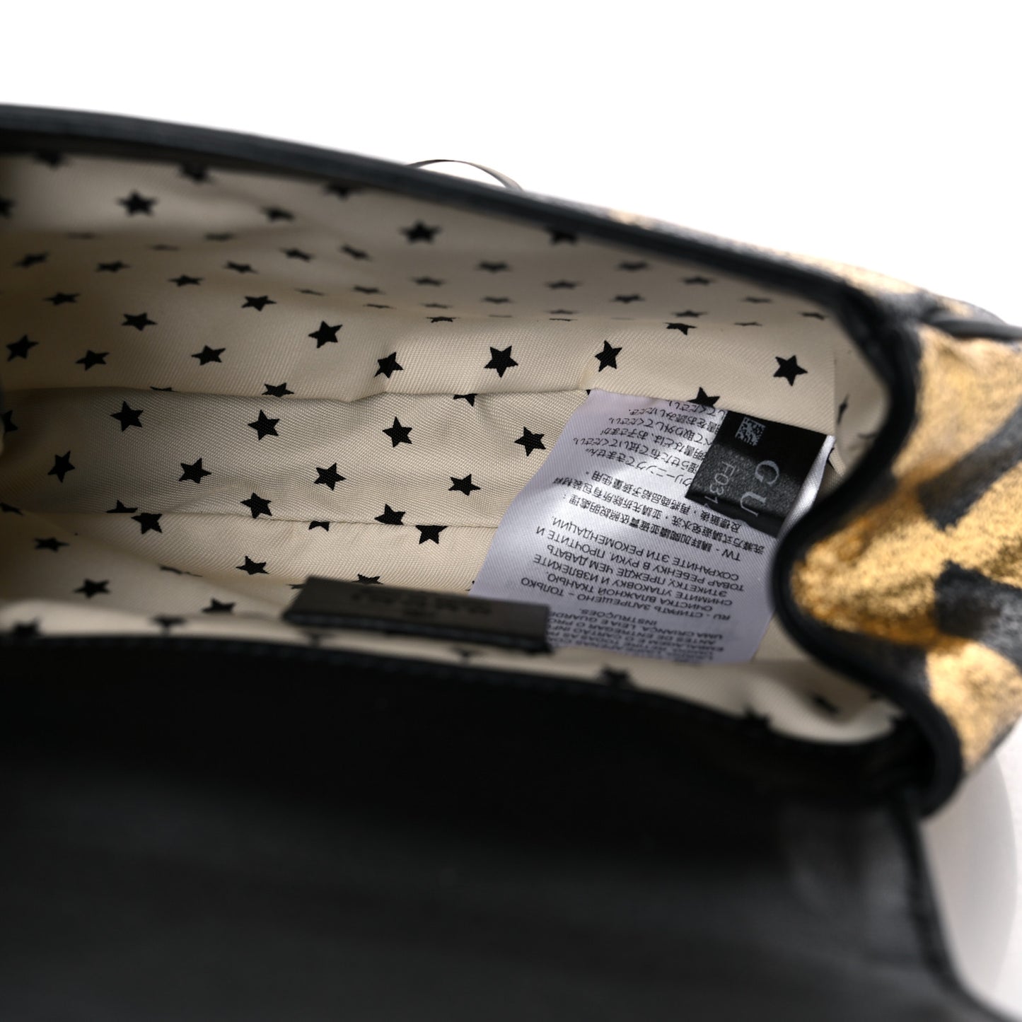 Metallic Cracked Calfskin Belt Bag Gold Black
