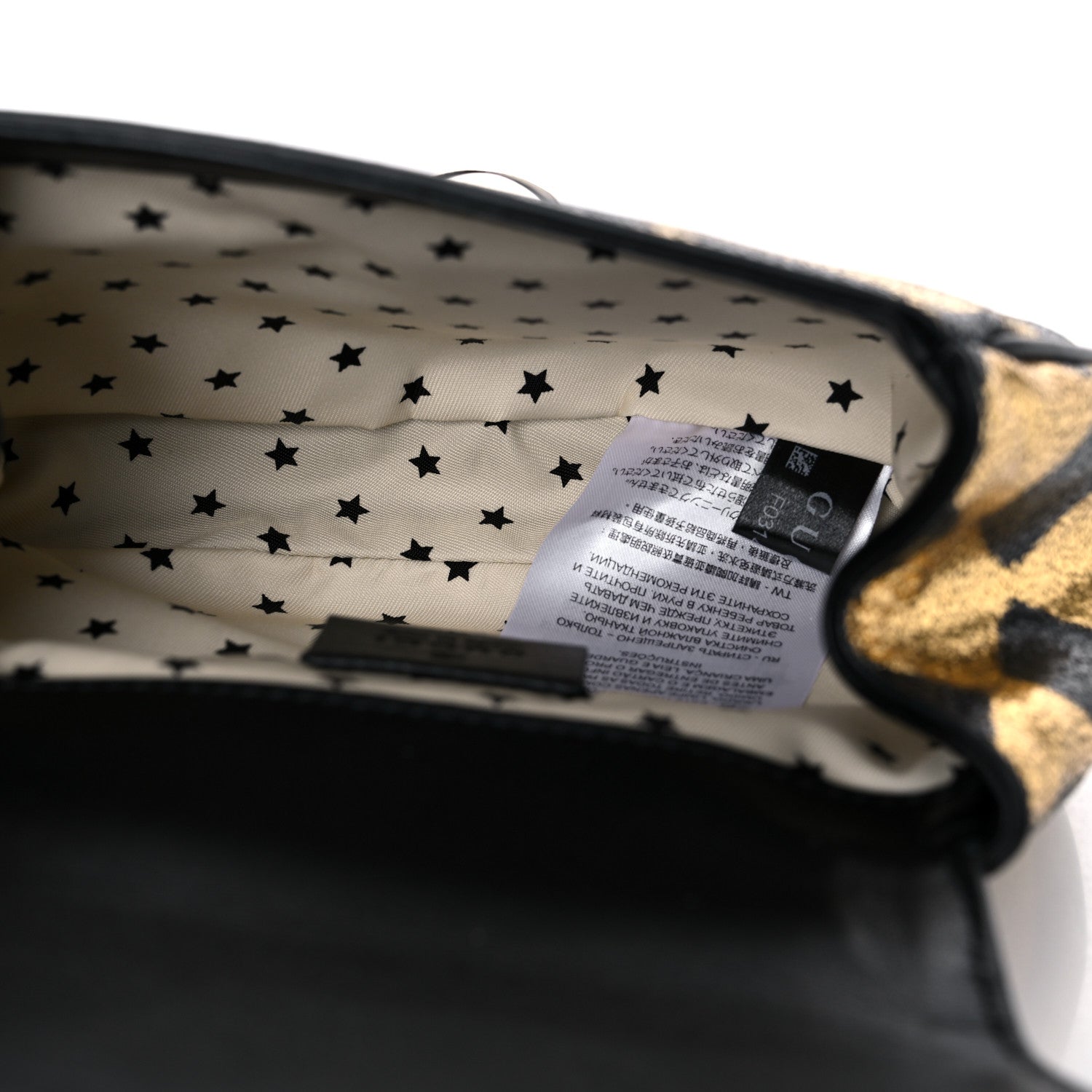Gucci Metallic Cracked Calfskin Belt Bag Gold Black 12 of 13