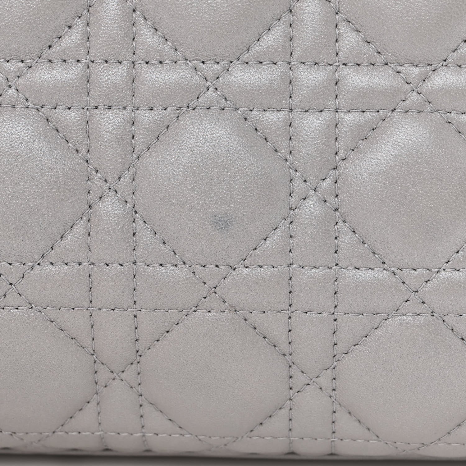 Christian Dior Metallic Lambskin Cannage Large Lady Dior Light Grey 11 of 14