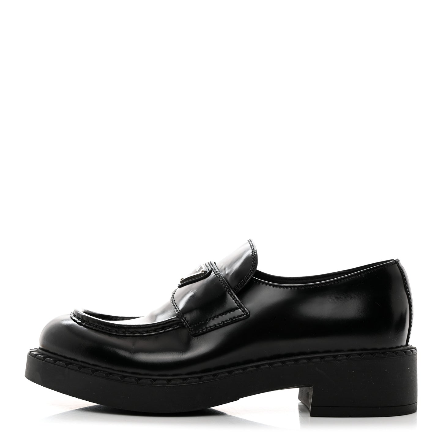 Spazzolato Metal Triangle Logo 50mm Loafers 38 Black