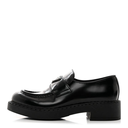 Prada Spazzolato Metal Triangle Logo 50mm Loafers 38 Black 1 of 8