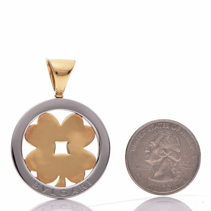 Bulgari 18K Yellow Gold Stainless Steel Tondo Clover Pendant 2 of 3