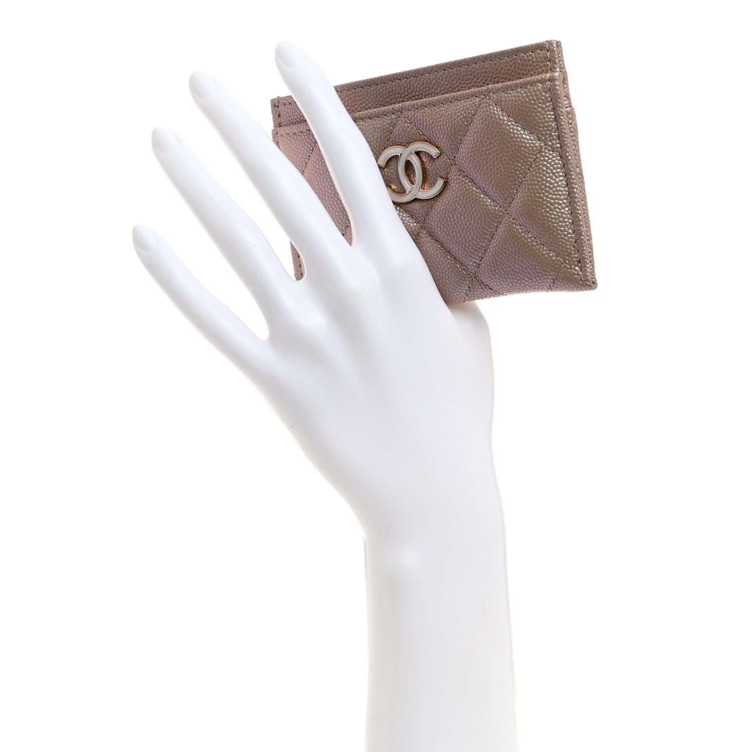 Chanel Iridescent Caviar Quilted Card Holder Beige 2 of 8