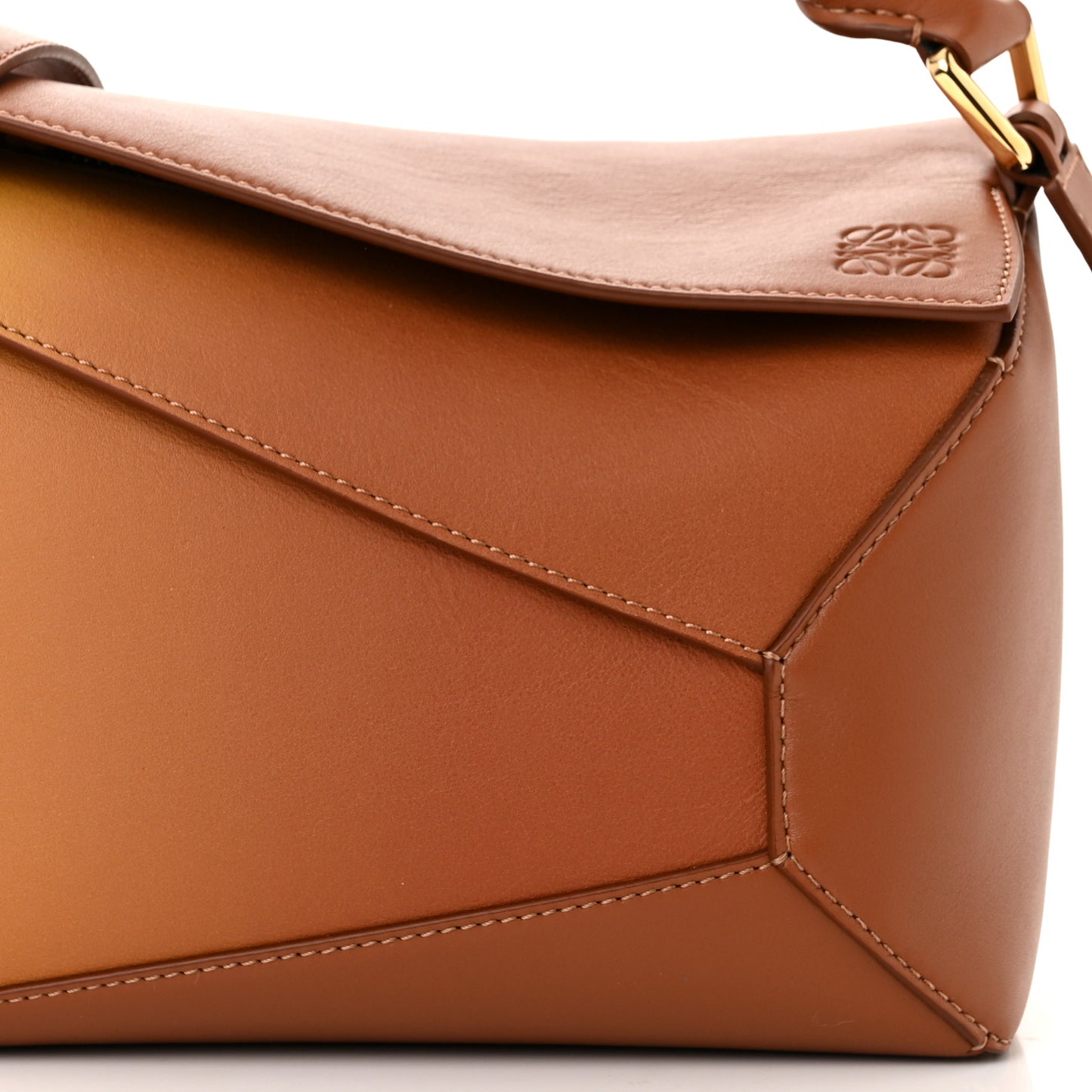Calfskin Paula's Ibiza Degrade Small Puzzle Edge Bag Tan Lemon