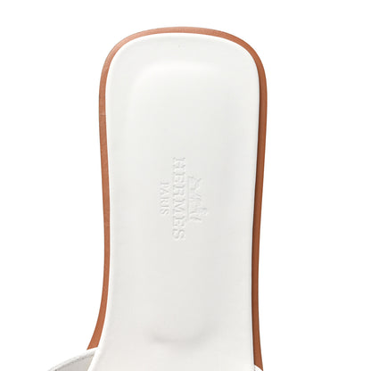 Hermes Box Calfskin Oran Sandals 38.5 White 7 of 8