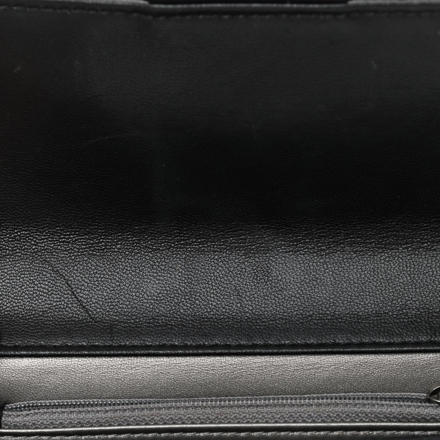 Goatskin Quilted Logo Small Chic Flap Black
