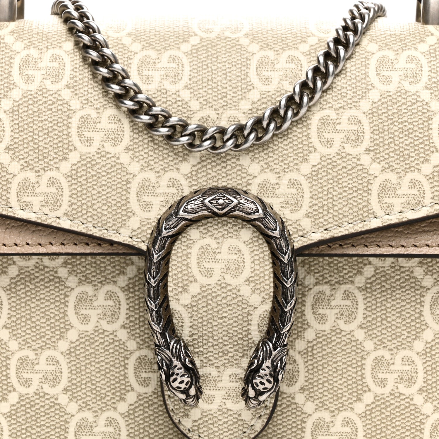 Gucci GG Supreme Monogram Mini Dionysus Top Handle Bag Beige Mystic White Oatmeal 8 of 10