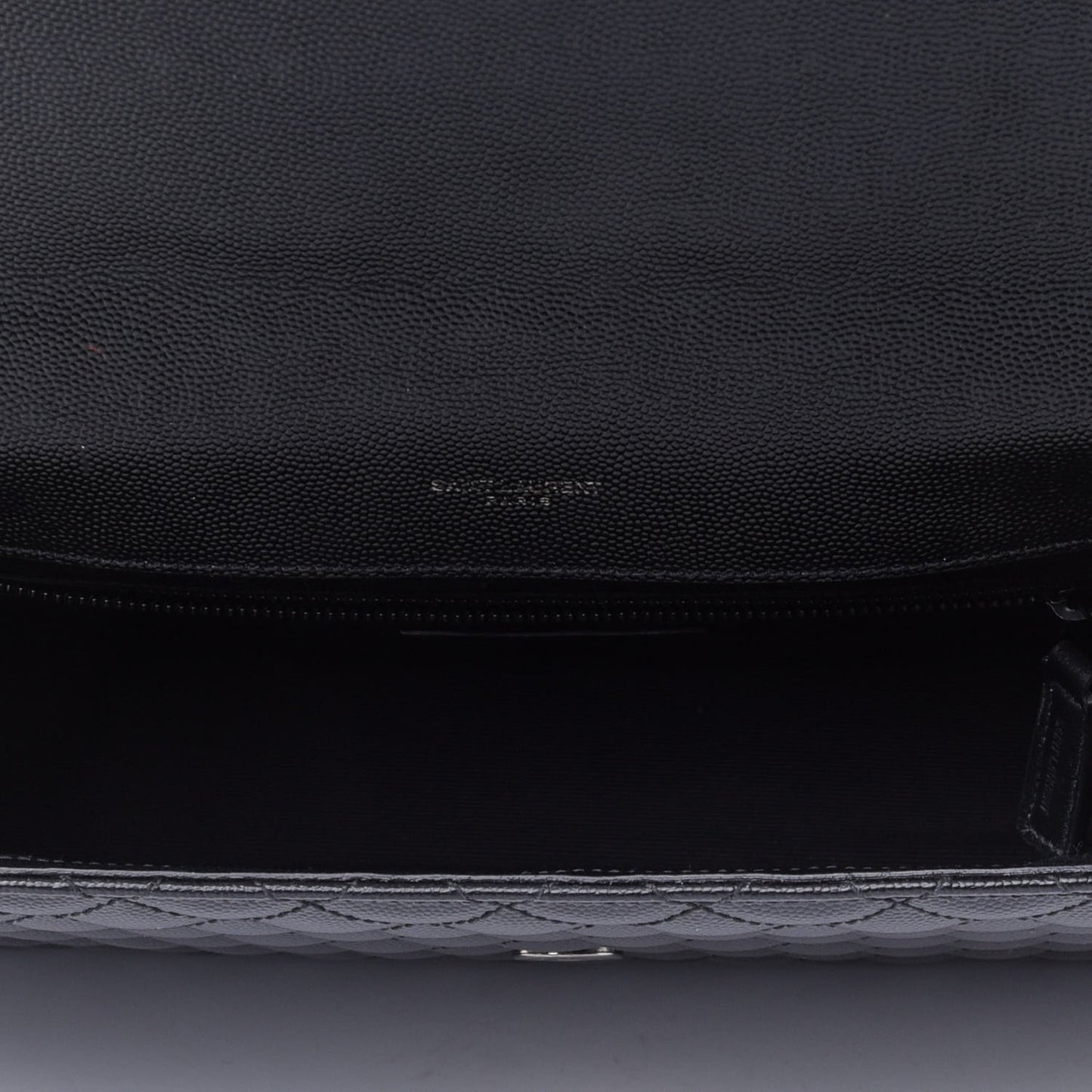 Grain De Poudre Textured Mixed Matelasse Large Triquilt Monogram Monochrome Satchel Black